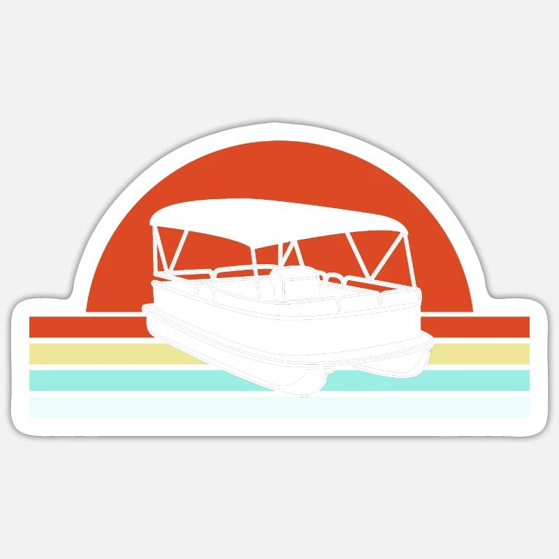 Bateau ponton Bateau Bateaux - Sticker taille S (10 x 10 cm) - blanc mat