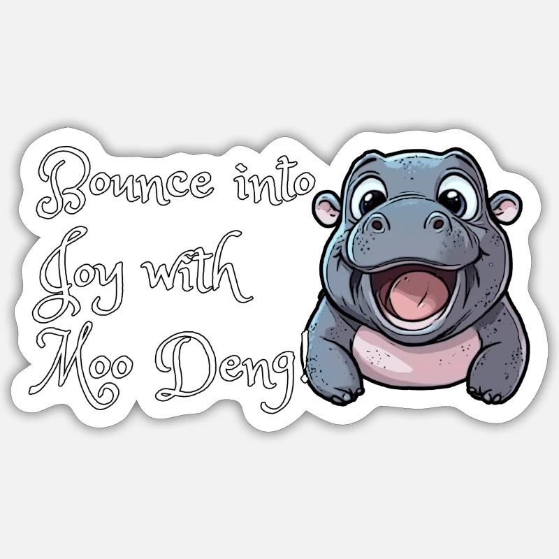 Moo Deng - Sticker Größe S (10 x 10 cm) - Mattweiß