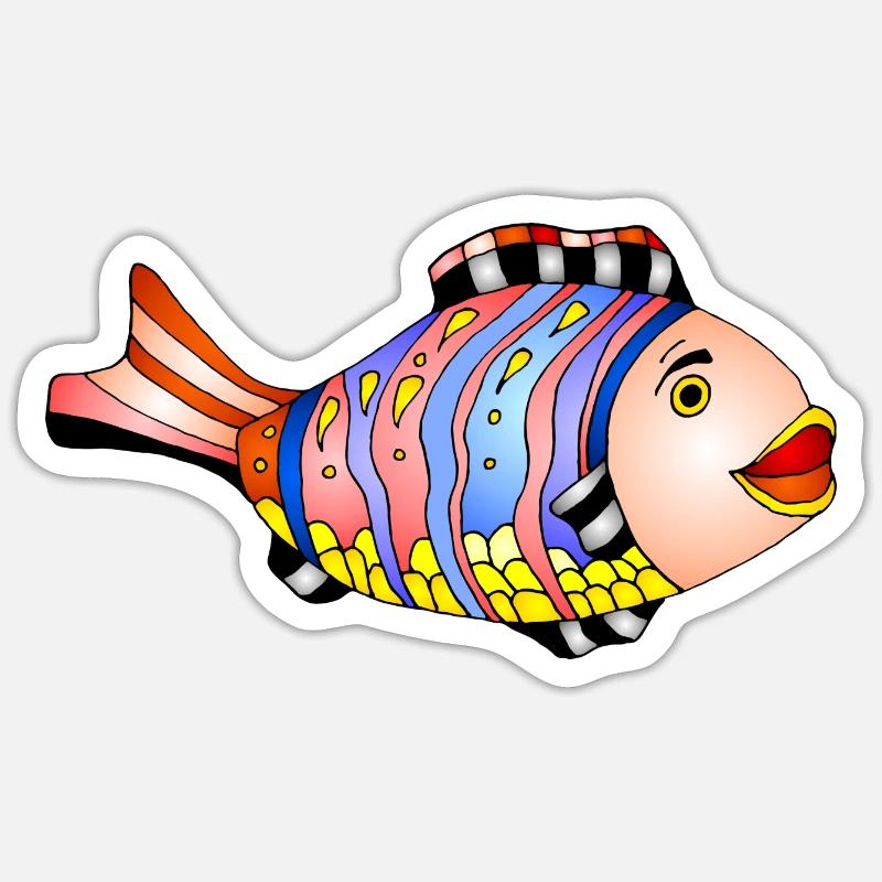 Poisson - Sticker taille S (10 x 10 cm) - blanc mat
