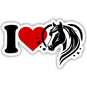 I love horses - Sticker size S (10 x 10 cm) - white matte - Front