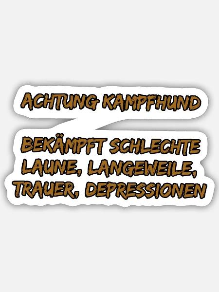 Achtung Kampfhund - Sticker Größe S (10 x 10 cm) - Mattweiß
