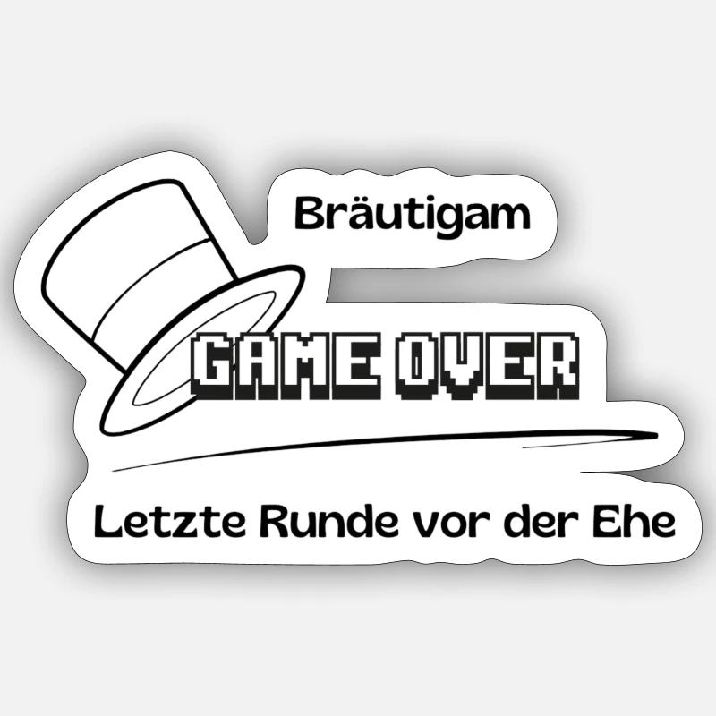 Bräutigam Game Over - Sticker Größe S (10 x 10 cm) - Mattweiß