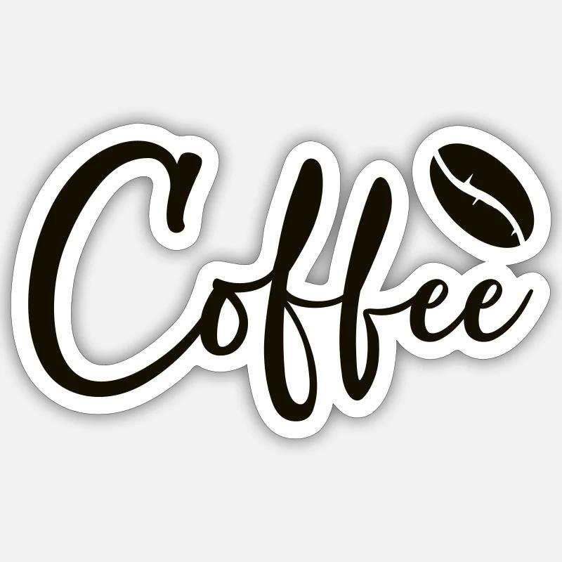 Café - Sticker taille S (10 x 10 cm) - blanc mat