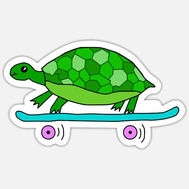 Turtle rides skateboard Sticker size S (10 x 10 cm)