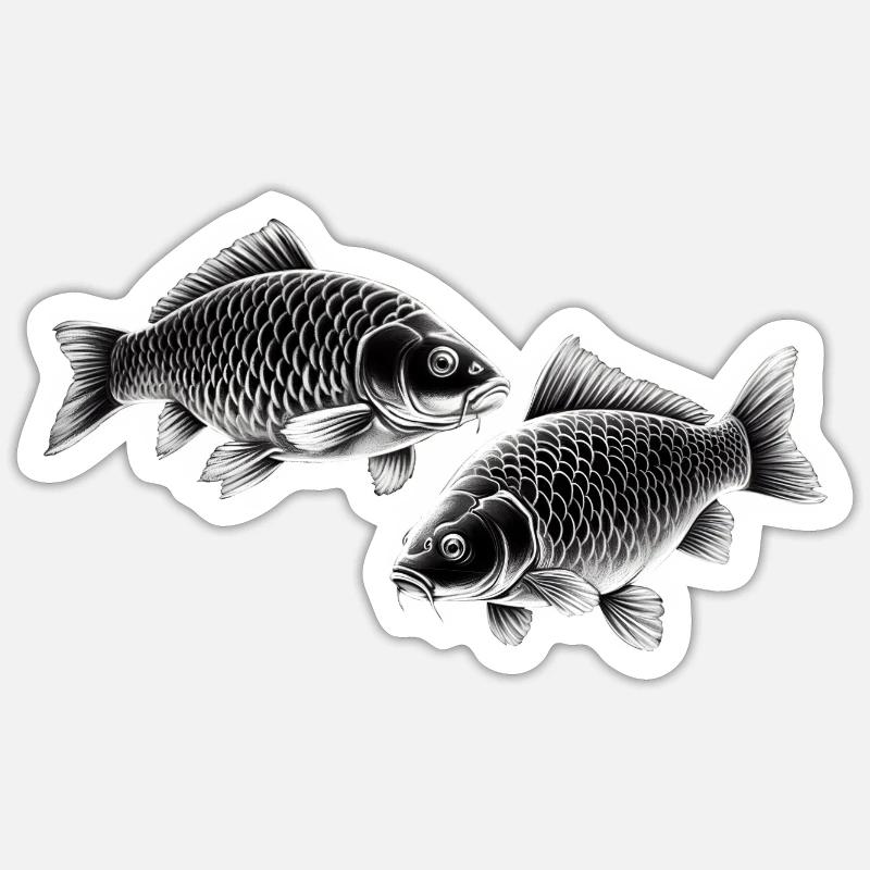 Carp chalk drawing - Sticker size S (10 x 10 cm) - white matte