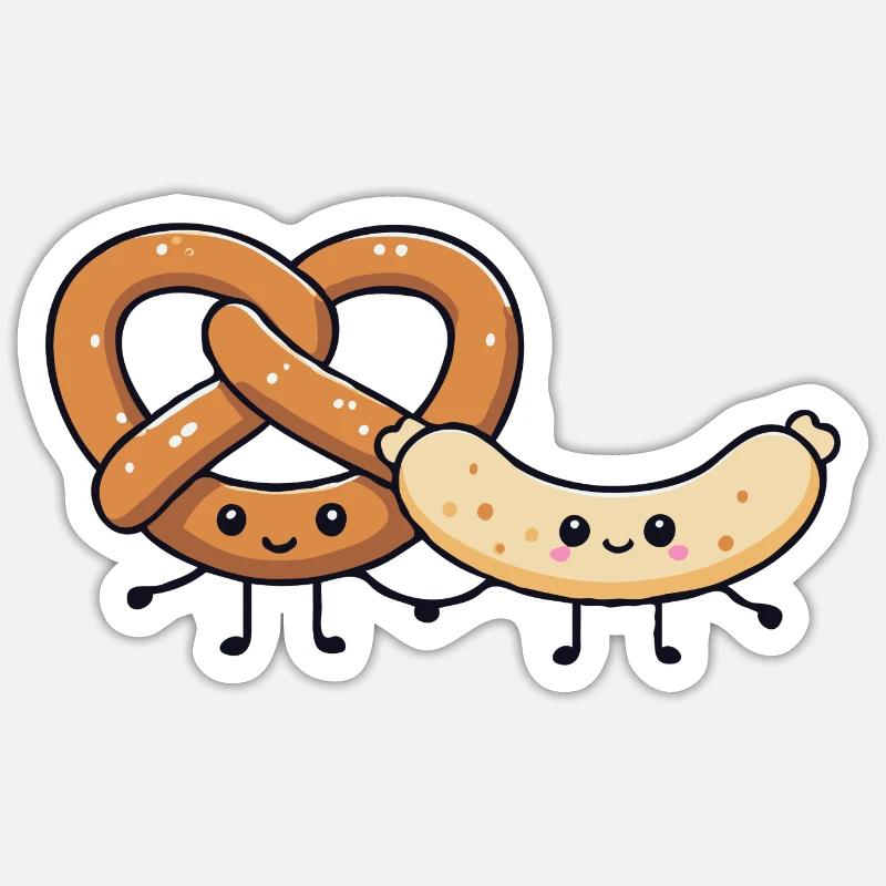 Weißwurst mit Brezel Sticker Größe S (10 x 10 cm)