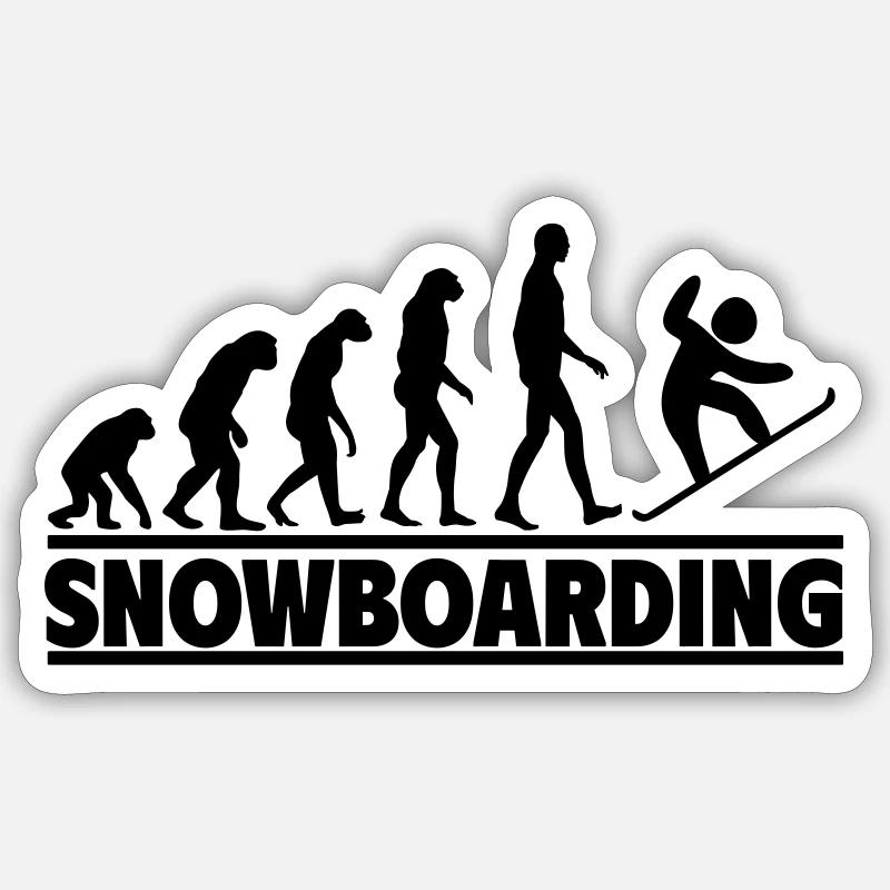 Snowboarding Evolution: Humans conquer Sticker size S (10 x 10 cm)