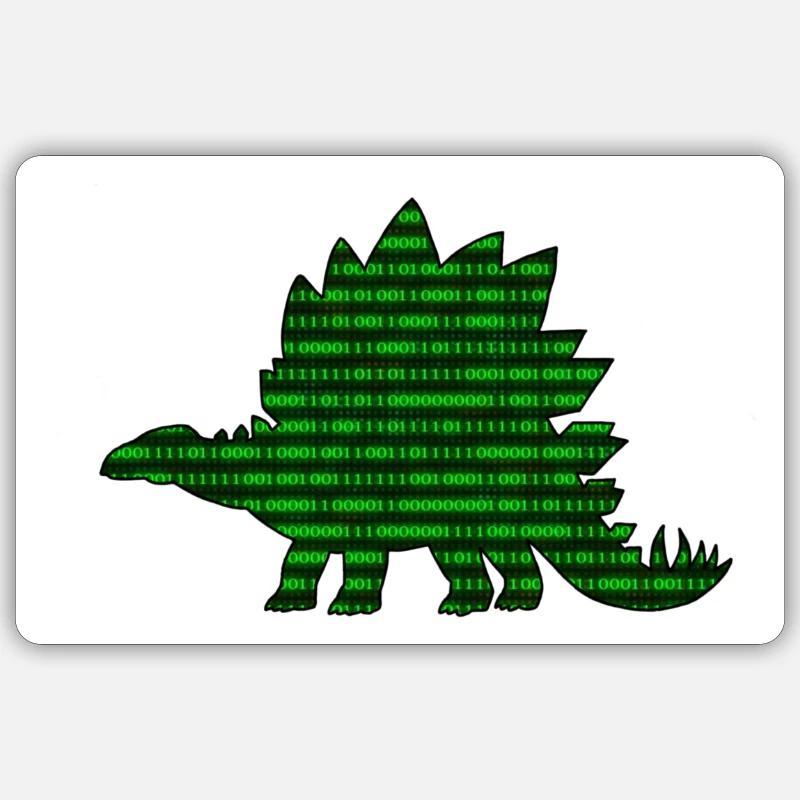 Dinosaure numérique - Sticker taille S (10 x 10 cm) - blanc mat