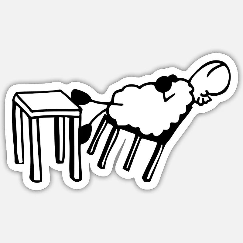 Schlafschaf - Sticker Größe S (10 x 10 cm) - Mattweiß