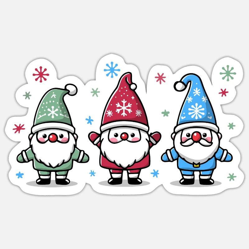 Weihnachtszwerge - Sticker Größe S (10 x 10 cm) - Mattweiß