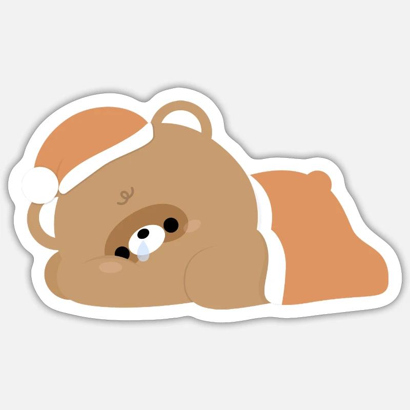 Castor fatigué - Sticker taille S (10 x 10 cm) - blanc mat