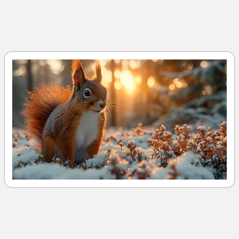 Eichhörnchen - Sticker Größe S (10 x 10 cm) - Mattweiß