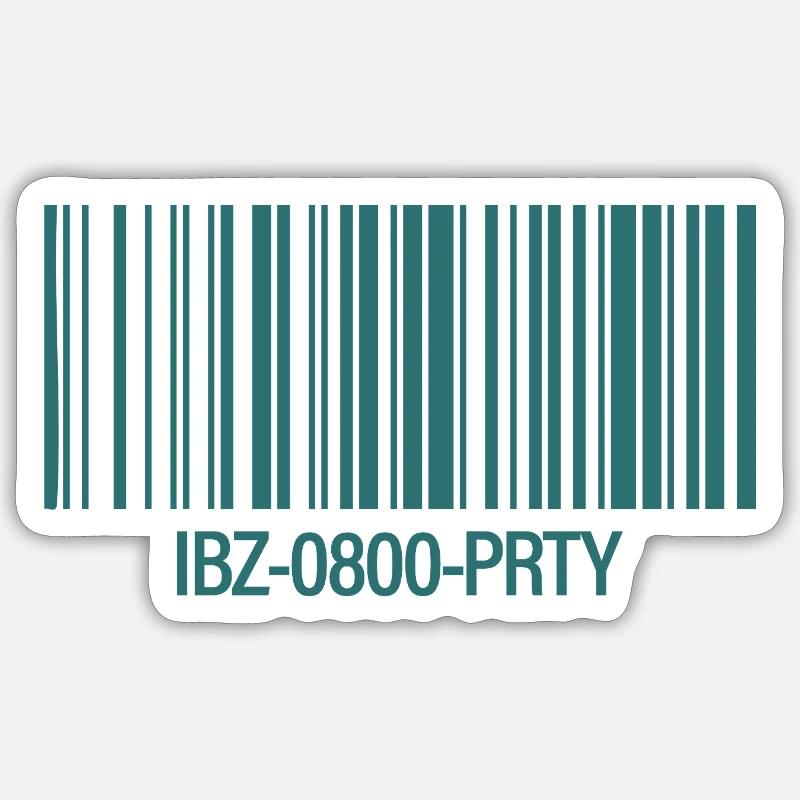 IBZ-0800-PRTY – Barcode Party Ticket - Sticker Größe S (10 x 10 cm) - Mattweiß