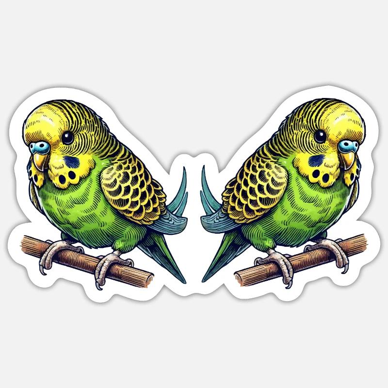Budgie 2 - Sticker størrelse S (10 x 10 cm) - mat hvid