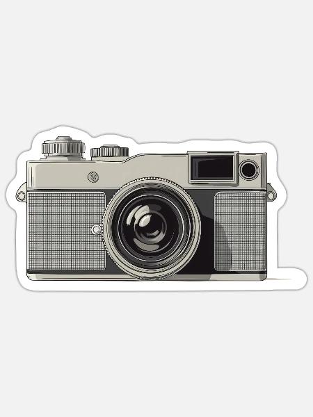 Illustration einer 1960er Kamera - Sticker Größe S (10 x 10 cm) - Mattweiß