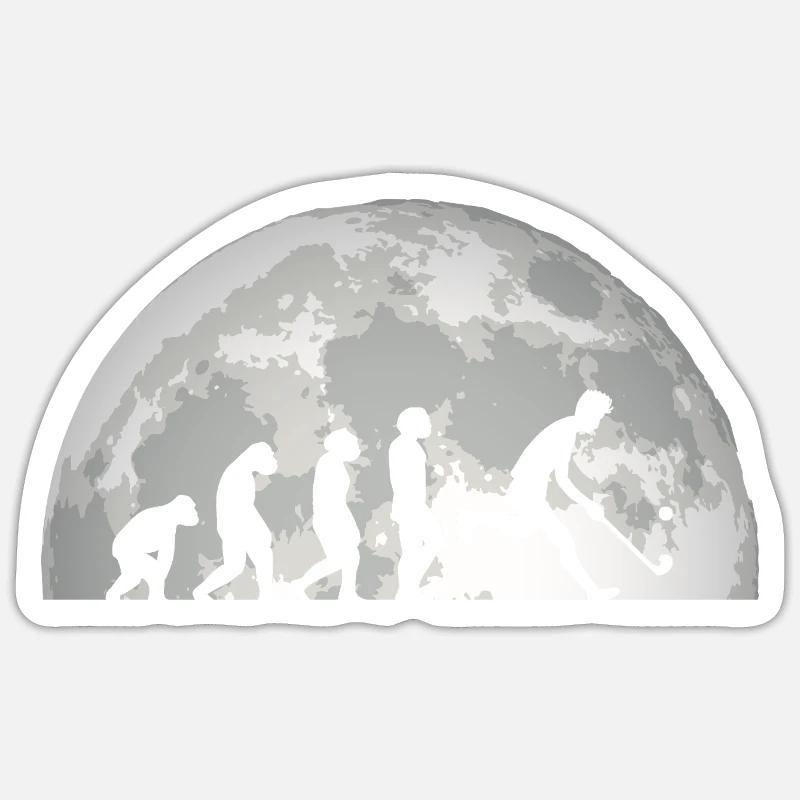 Feldhockeyspieler Evolution Feldhockey - Sticker Größe S (10 x 10 cm) - Mattweiß