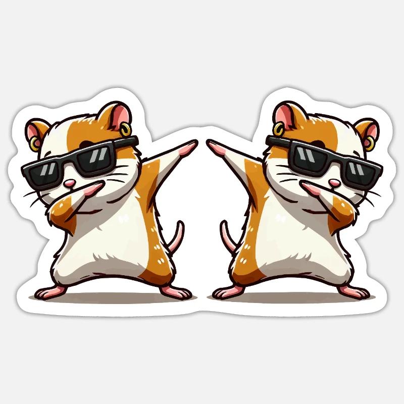 Dabbing de hamster 2 - Sticker taille S (10 x 10 cm) - blanc mat