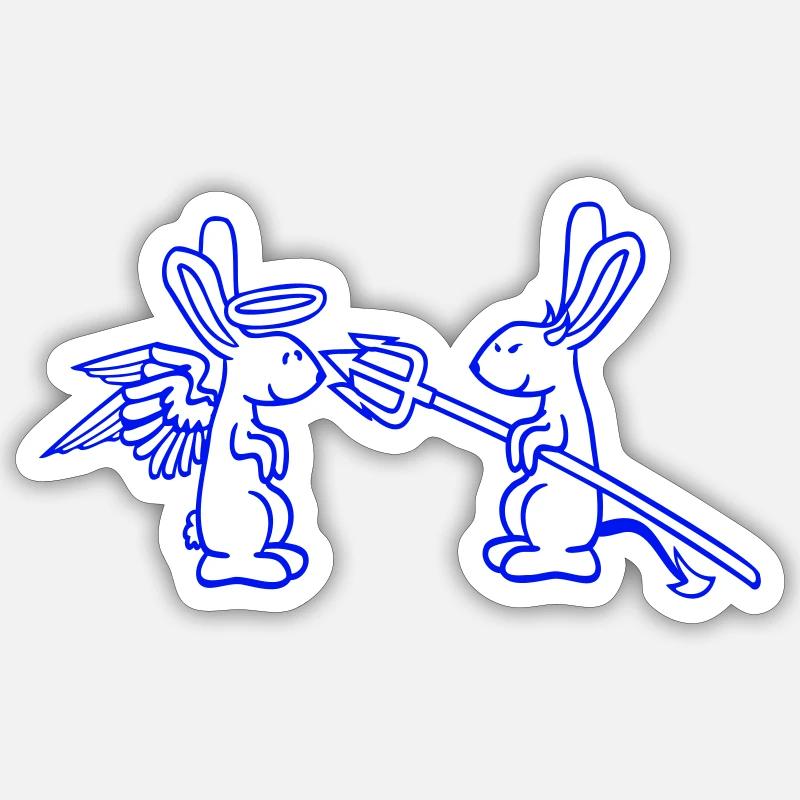 Rabbit Angel Conscience Devil Demon Evil Satan Hell Sticker size S (10 x 10 cm)