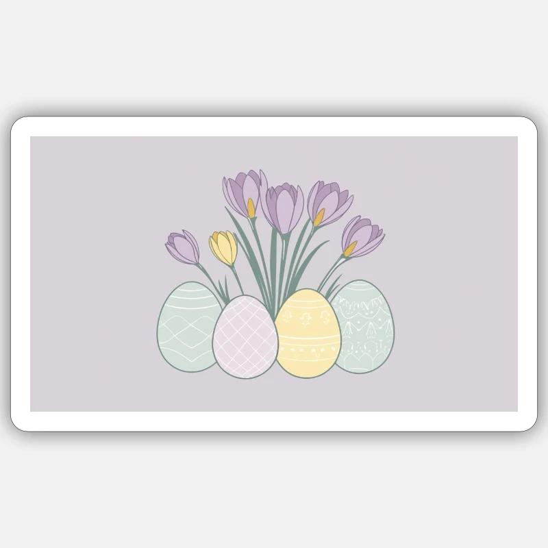 Crocus de Pâques - Sticker taille S (10 x 10 cm) - blanc mat
