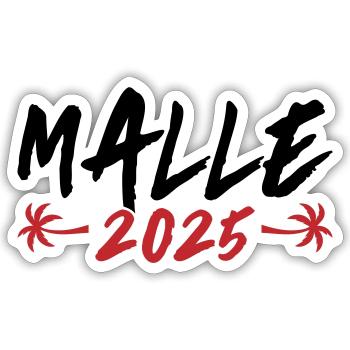 Malle 2025 Palme - Mallorca Urlaub - Sticker Größe S (10 x 10 cm) - Mattweiß - Vorne