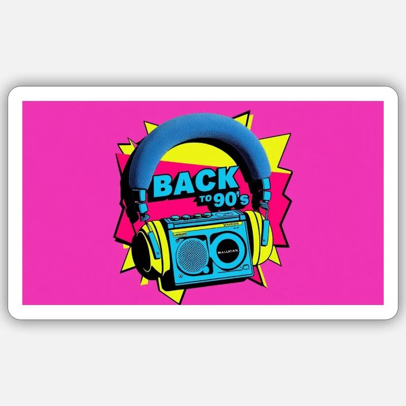 Back to 90's - Sticker taille S (10 x 10 cm) - blanc mat