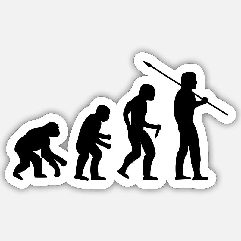 EVOLUTION Du singe à l’homme Sticker taille S (10 x 10 cm)