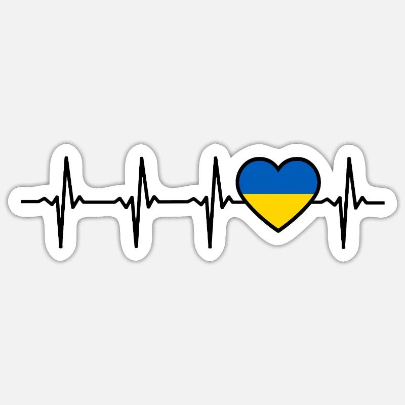 Drapeau ukrainien - Sticker taille S (10 x 10 cm) - blanc mat