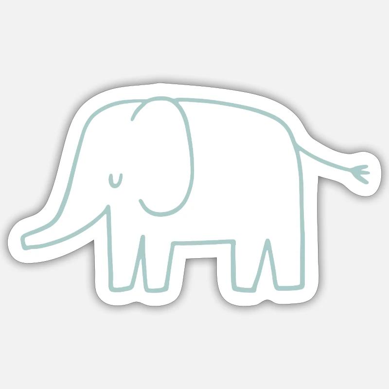 Elefant - Sticker Größe S (10 x 10 cm) - Mattweiß