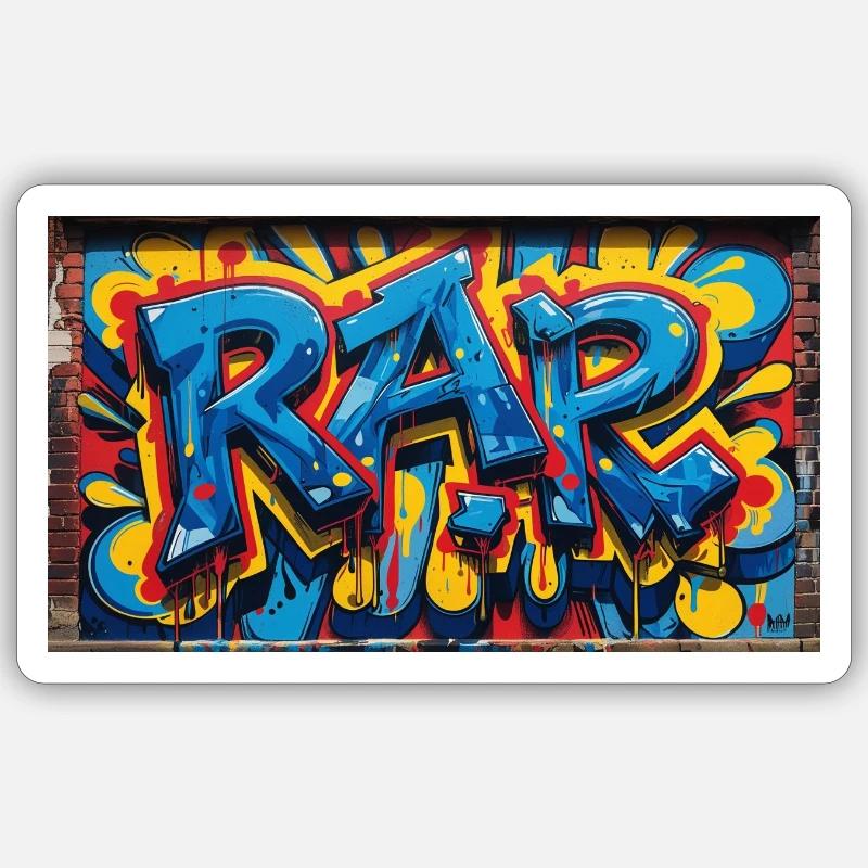 graffiti marqu RAPMUSIC 3 - Sticker taille S (10 x 10 cm) - blanc mat