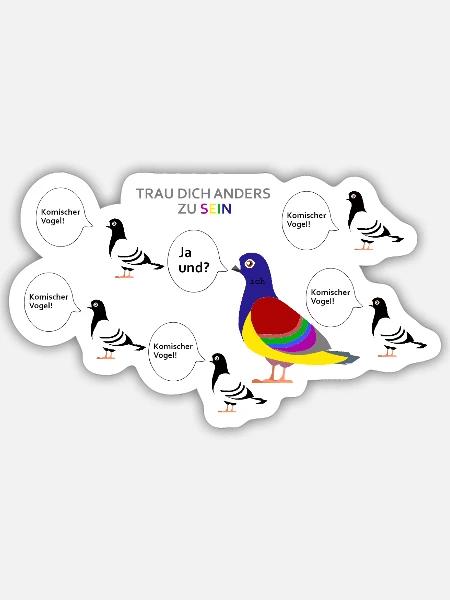 Trau dich anders zu sein - Sticker Größe S (10 x 10 cm) - Mattweiß