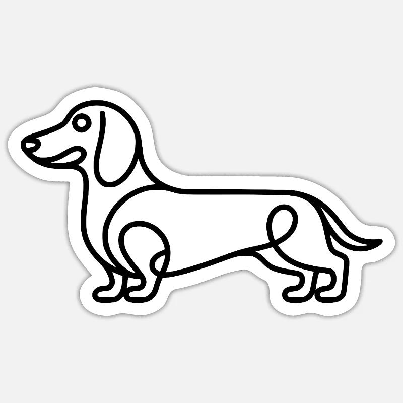 Teckel - Sticker taille S (10 x 10 cm) - blanc mat