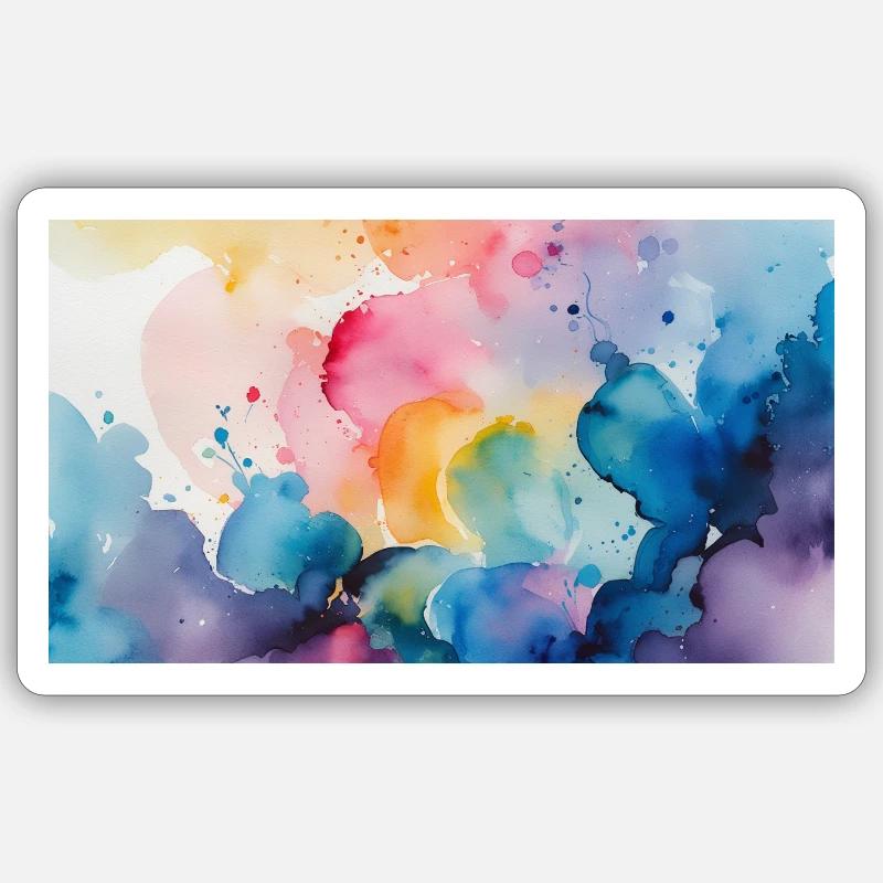 Aquarelle Explosion Art Design - Sticker taille S (10 x 10 cm) - blanc mat