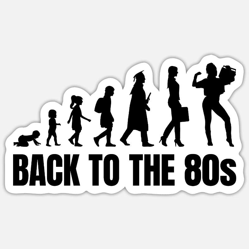 Évolution des années 80 - Sticker taille S (10 x 10 cm) - blanc mat