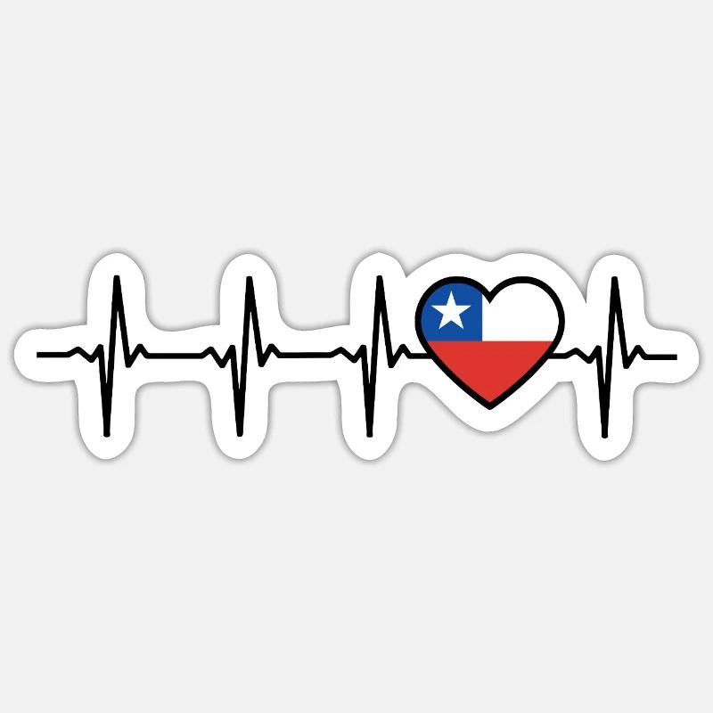 Chile Heartbeat Flag Chileans - Sticker size S (10 x 10 cm) - white matte