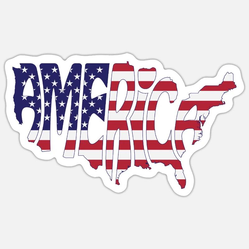 Conception de la carte du drapeau américain Sticker taille S (10 x 10 cm)