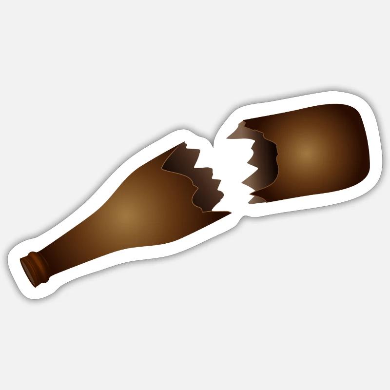 Broken beer bottle illustration - Sticker size S (10 x 10 cm) - white matte