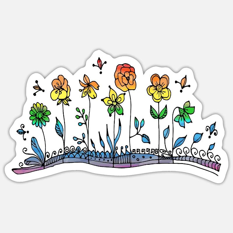 Fleur - Sticker taille S (10 x 10 cm) - blanc mat