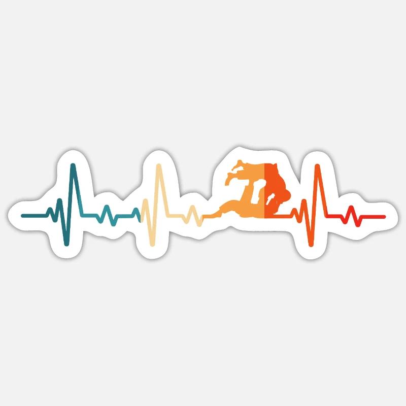 Jiu-Jitsu Herzschlag Jiu jitsu - Sticker Größe S (10 x 10 cm) - Mattweiß