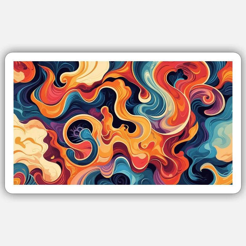 Vibrant Fluid Abstract Artwork - Sticker size S (10 x 10 cm) - white matte