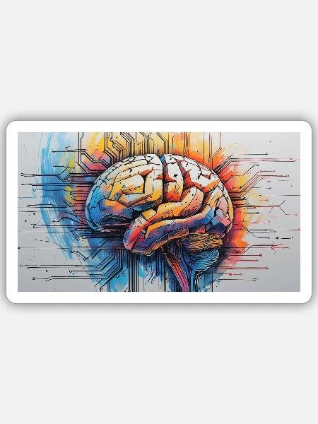 Künstlicher gehirnfarbener Schaltkreis - Sticker Größe S (10 x 10 cm) - Mattweiß
