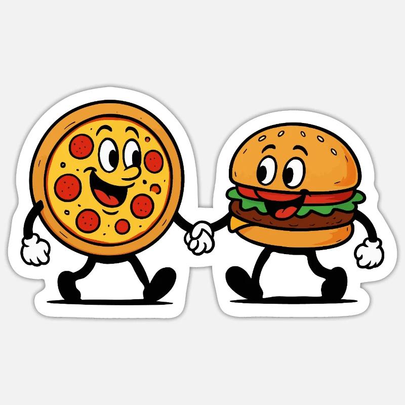 Pizza Burger - Sticker taille S (10 x 10 cm) - blanc mat