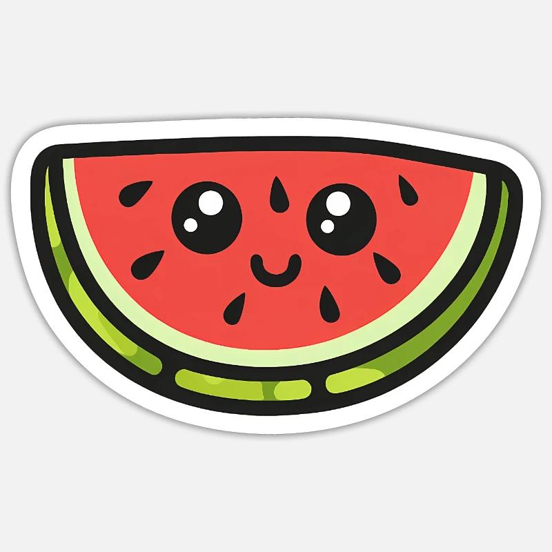 Dessin animé mignon de tranche de pastèque Sticker taille S (10 x 10 cm)