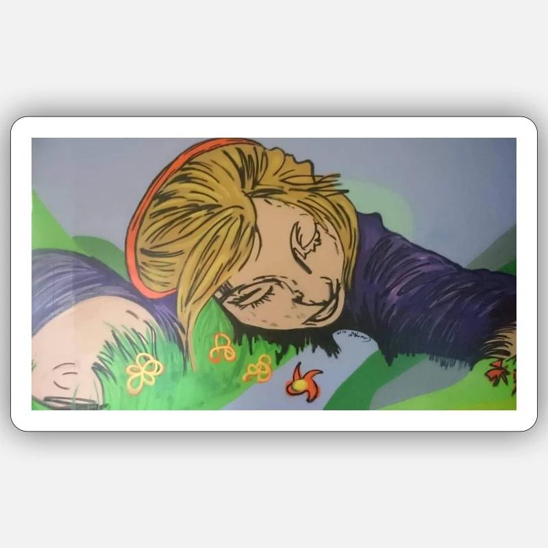 Träumendes Mädchen - Sticker Größe S (10 x 10 cm) - Mattweiß
