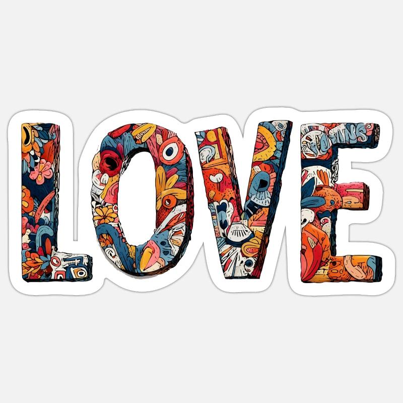 Conception créative de graffitis LOVE - Sticker taille S (10 x 10 cm) - blanc mat