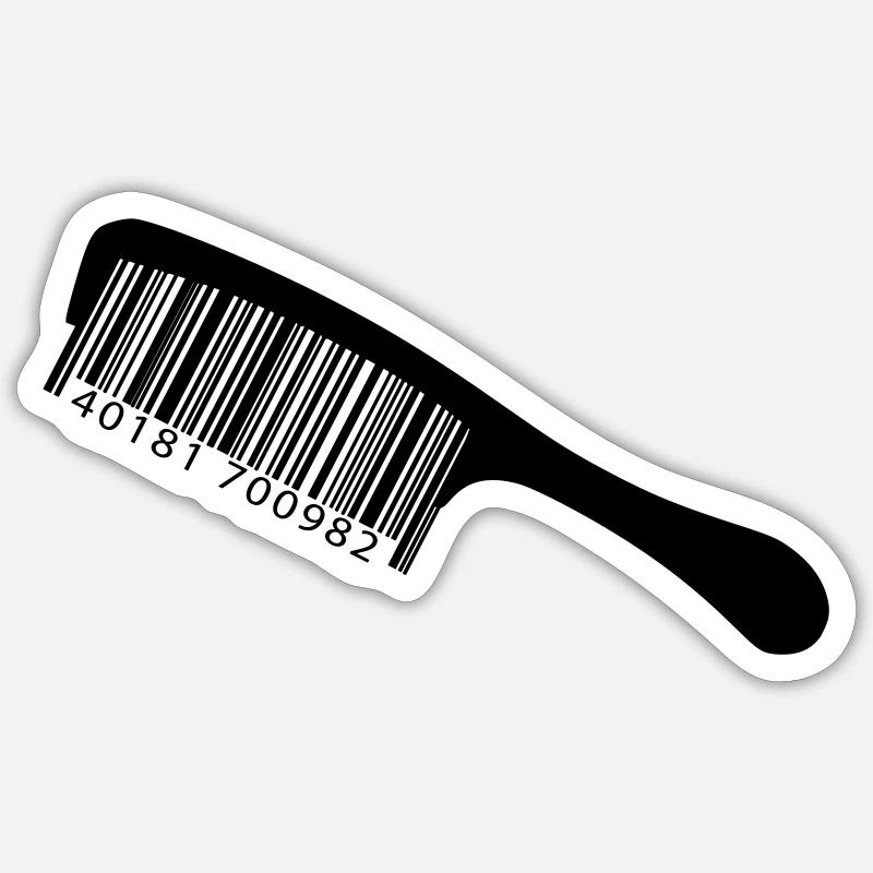 Illustration peigne avec code-barre Sticker taille S (10 x 10 cm)