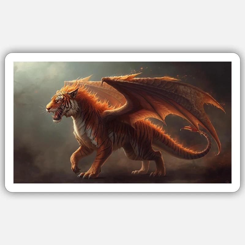 Dragontiger 1 - Sticker taille S (10 x 10 cm) - blanc mat