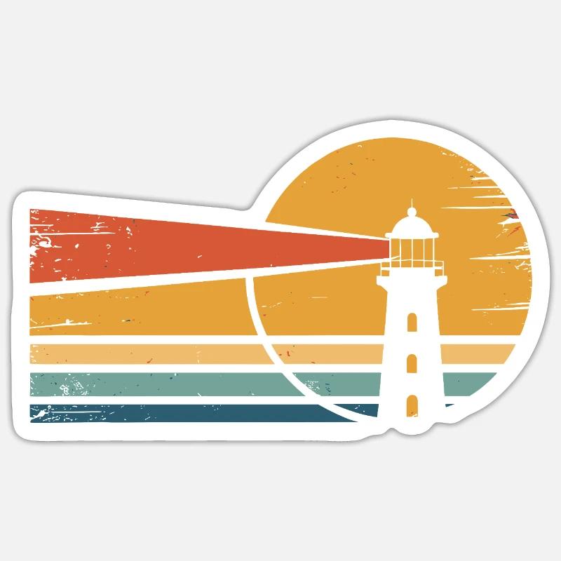 Lighthouse Retro Sunset - Sticker size S (10 x 10 cm) - white matte