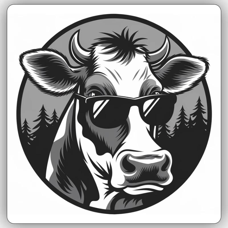 Cow Really Cool - Sticker size S (10 x 10 cm) - white matte