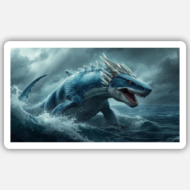 Dragon Requin2 - Sticker taille S (10 x 10 cm) - blanc mat