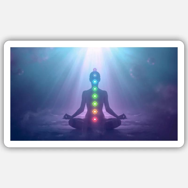 Chakra Meditation Light Rays Yoga - Sticker size S (10 x 10 cm) - white matte